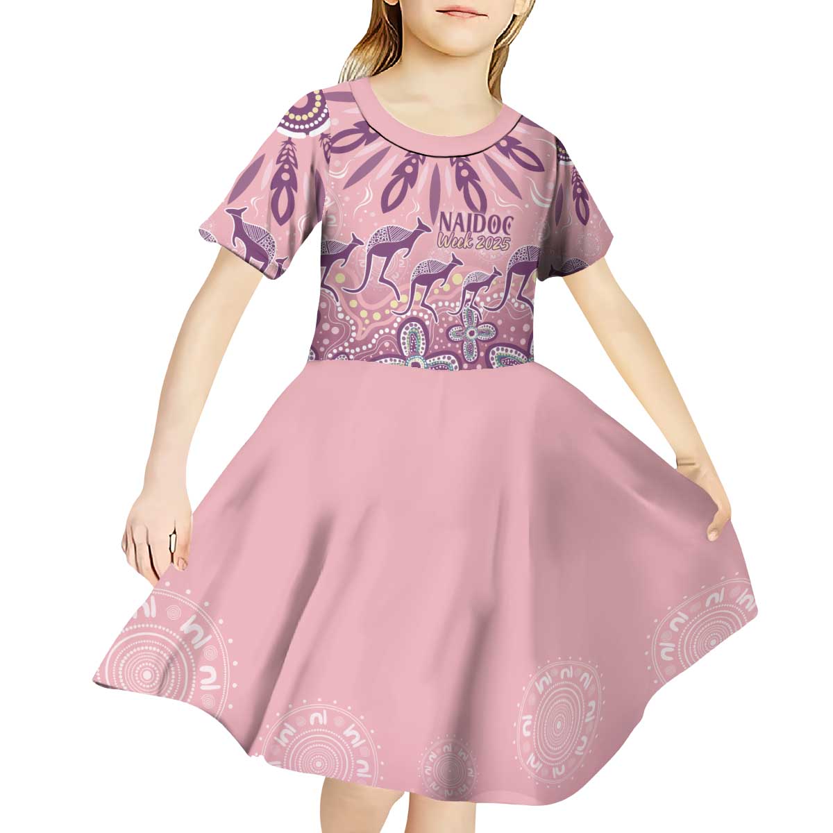 NAIDOC Week 2025 Indigenous Kid Short Sleeve Dress Pastel Dream