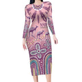 NAIDOC Week 2025 Indigenous Long Sleeve Bodycon Dress Pastel Dream