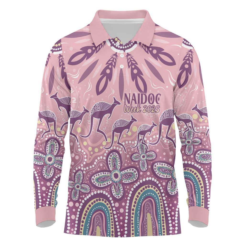 NAIDOC Week 2025 Indigenous Long Sleeve Polo Shirt Pastel Dream