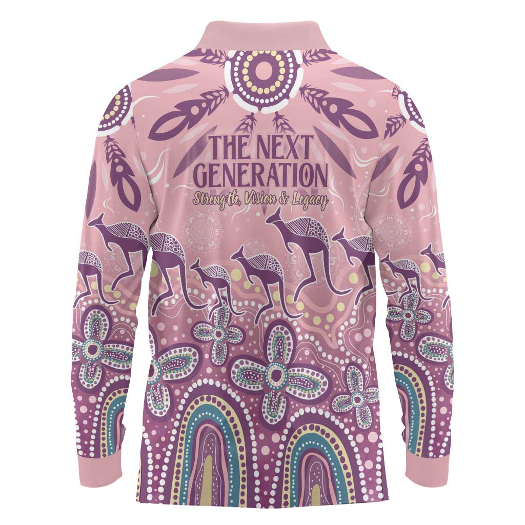 NAIDOC Week 2025 Indigenous Long Sleeve Polo Shirt Pastel Dream