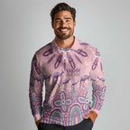 NAIDOC Week 2025 Indigenous Long Sleeve Polo Shirt Pastel Dream