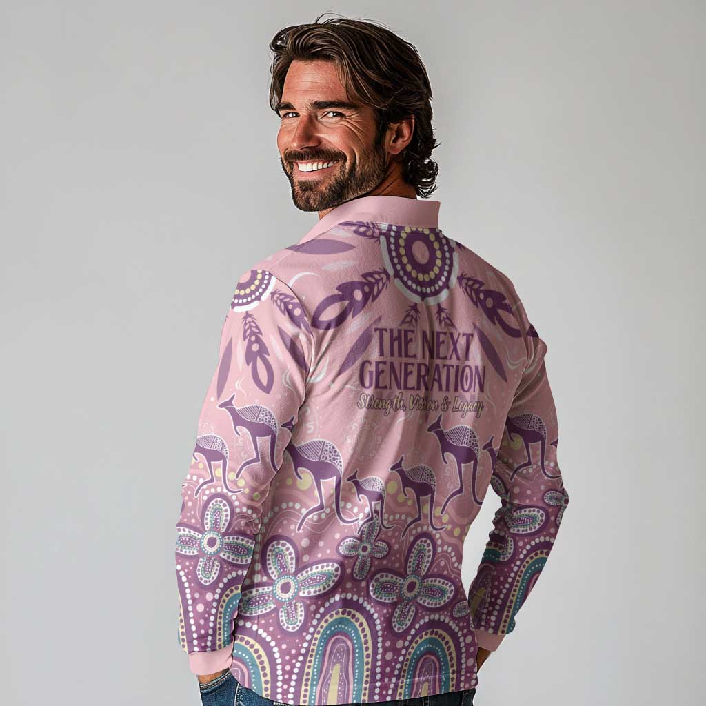 NAIDOC Week 2025 Indigenous Long Sleeve Polo Shirt Pastel Dream