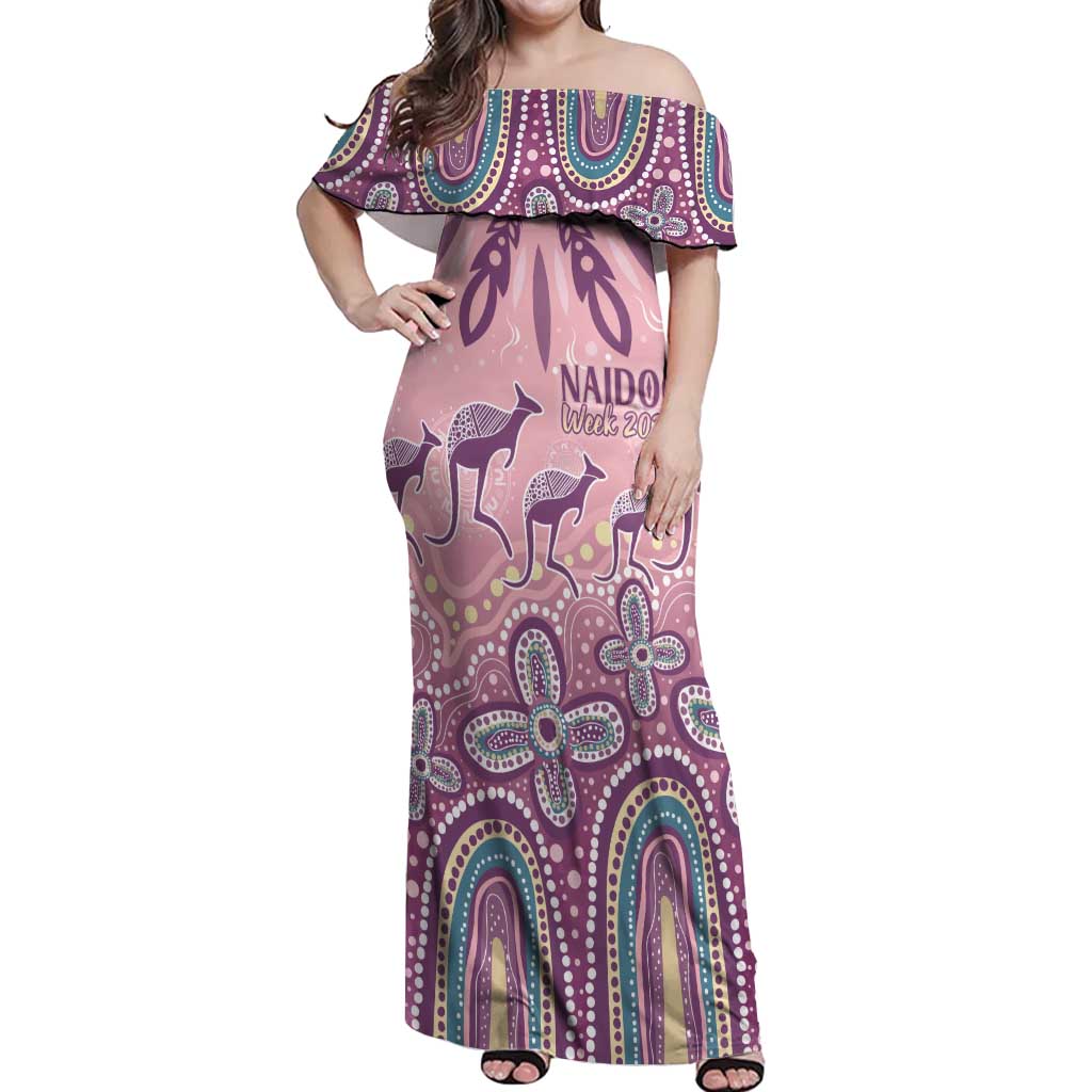 NAIDOC Week 2025 Indigenous Off Shoulder Maxi Dress Pastel Dream
