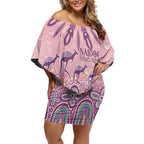 NAIDOC Week 2025 Indigenous Off Shoulder Short Dress Pastel Dream