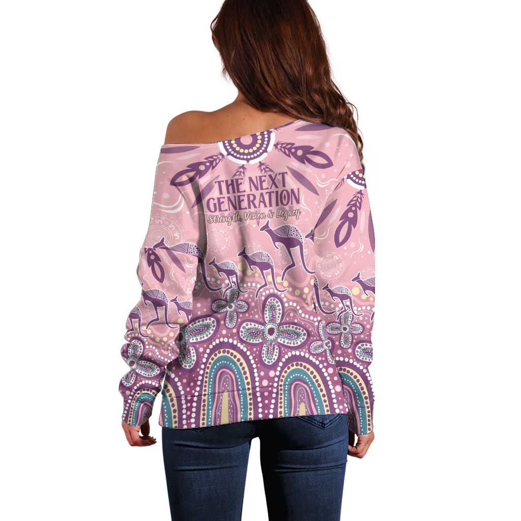 NAIDOC Week 2025 Indigenous Off Shoulder Sweater Pastel Dream