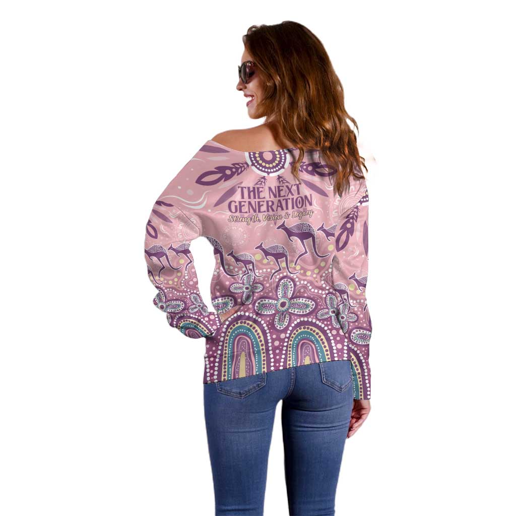 NAIDOC Week 2025 Indigenous Off Shoulder Sweater Pastel Dream