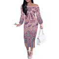 NAIDOC Week 2025 Indigenous Off The Shoulder Long Sleeve Dress Pastel Dream
