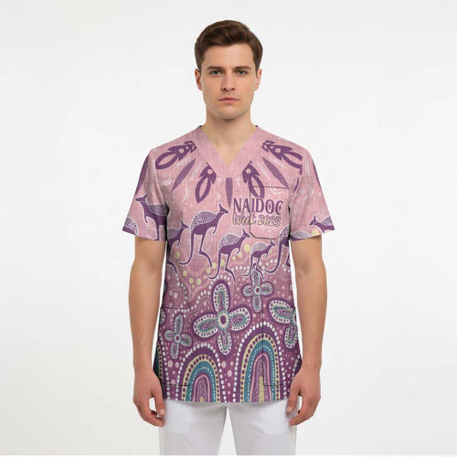 NAIDOC Week 2025 Indigenous Scrub Top Pastel Dream - Aussie Hoodie