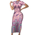 NAIDOC Week 2025 Indigenous Short Sleeve Bodycon Dress Pastel Dream