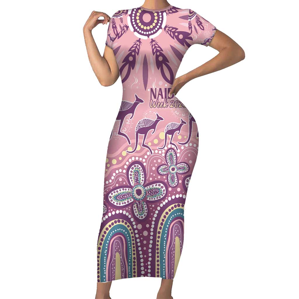 NAIDOC Week 2025 Indigenous Short Sleeve Bodycon Dress Pastel Dream