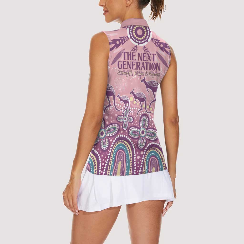 NAIDOC Week 2025 Indigenous Women Sleeveless Polo Shirt Pastel Dream