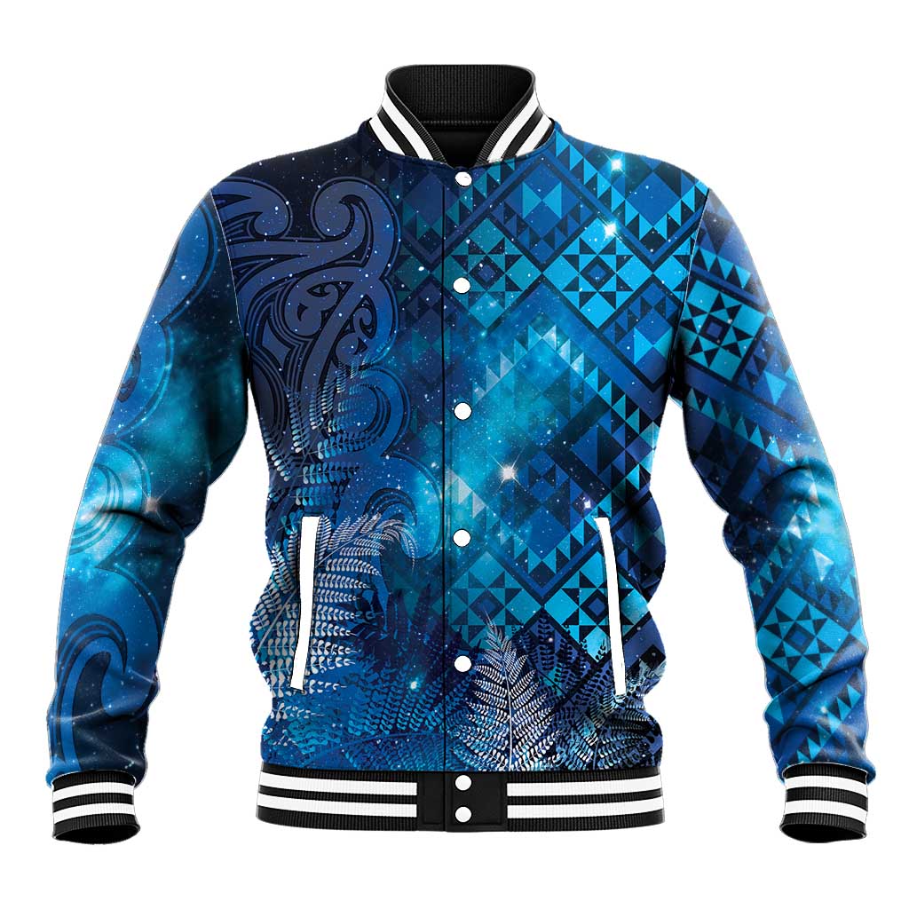 Aotearoa Taniko Matariki Baseball Jacket Cosmic Blue