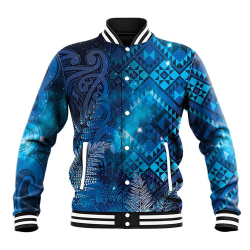 Aotearoa Taniko Matariki Baseball Jacket Cosmic Blue