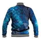 Aotearoa Taniko Matariki Baseball Jacket Cosmic Blue