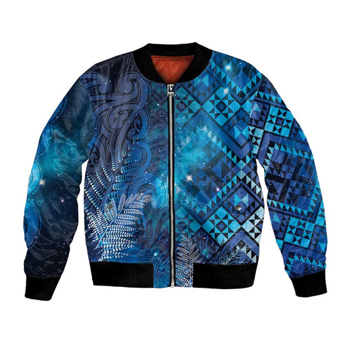 Aotearoa Taniko Matariki Bomber Jacket Cosmic Blue