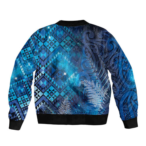 Aotearoa Taniko Matariki Bomber Jacket Cosmic Blue