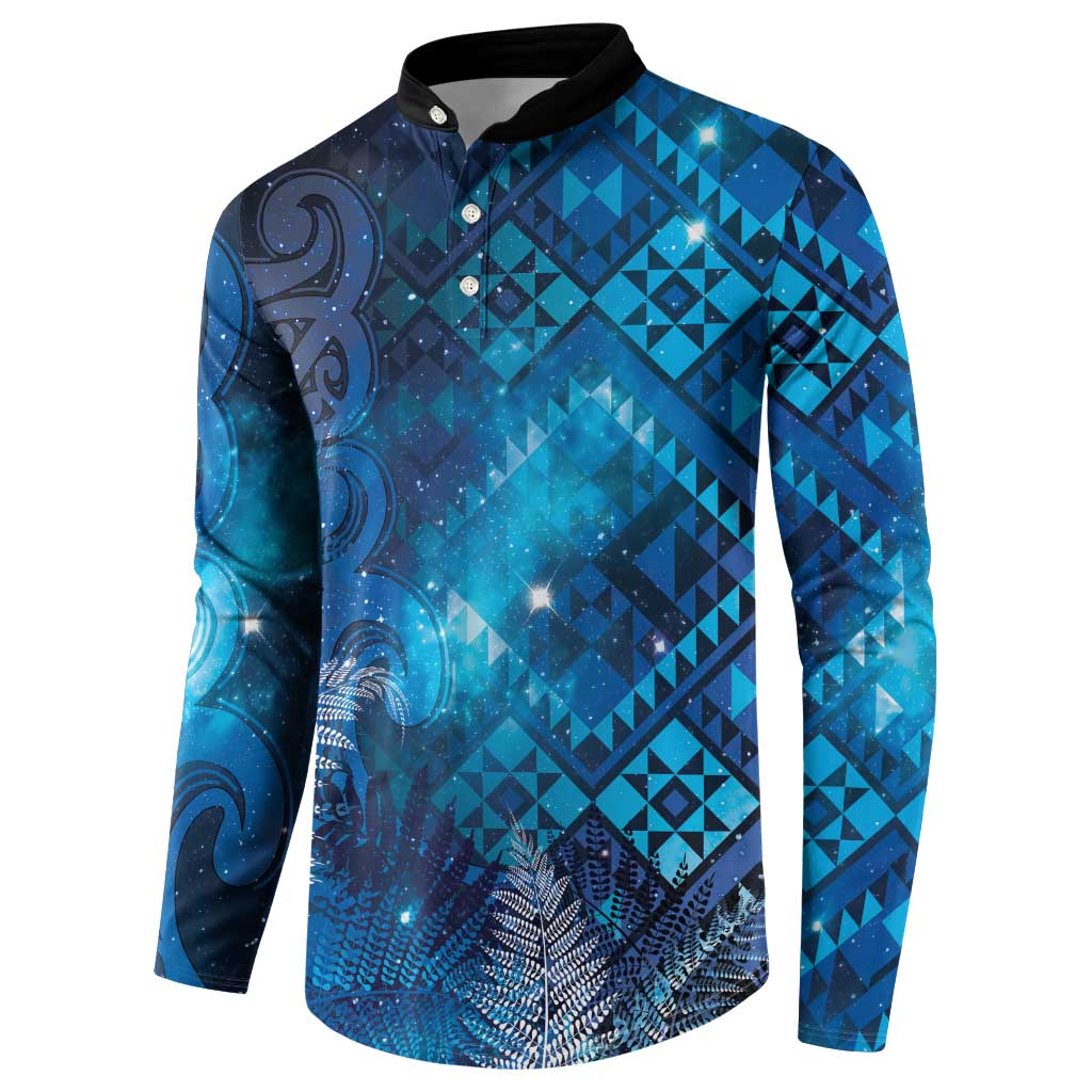 Aotearoa Taniko Matariki Button Sweatshirt Cosmic Blue