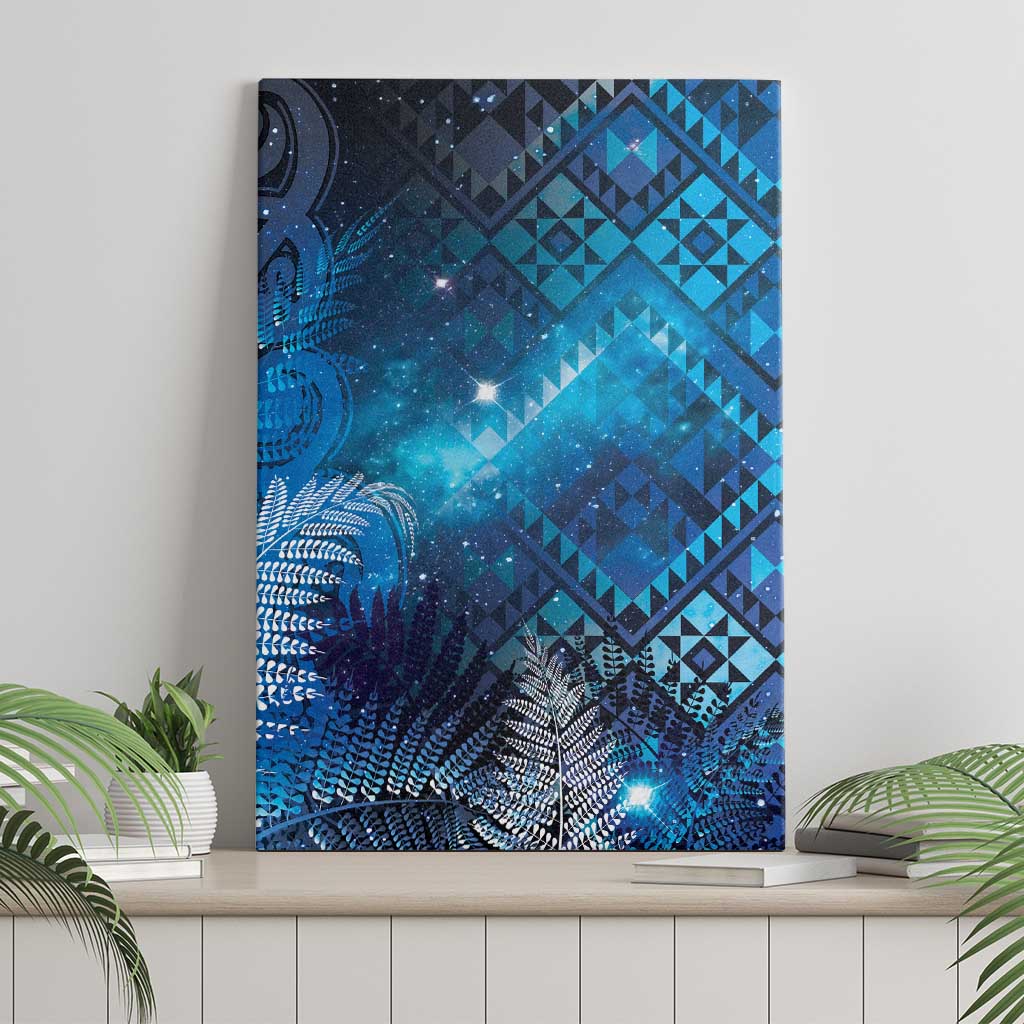 Aotearoa Taniko Matariki Canvas Wall Art Cosmic Blue