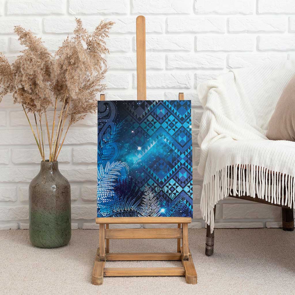 Aotearoa Taniko Matariki Canvas Wall Art Cosmic Blue
