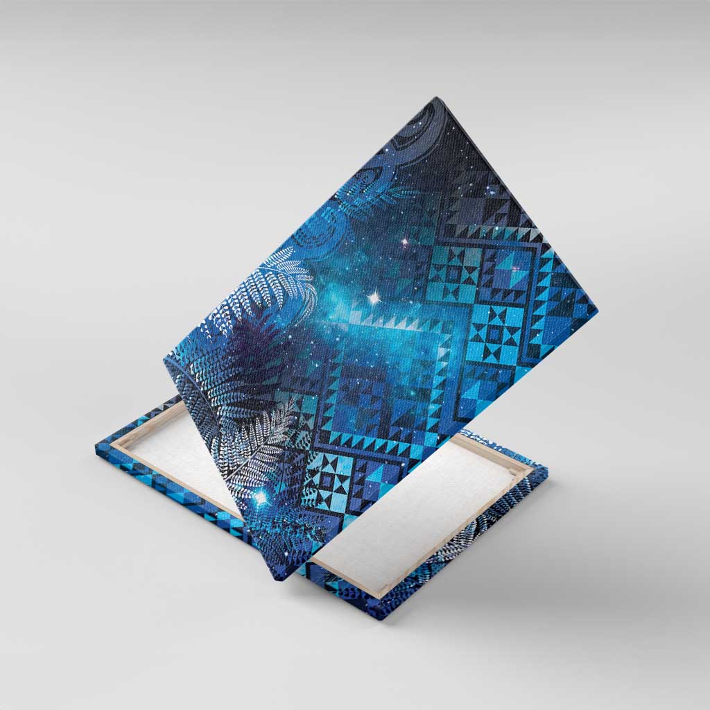 Aotearoa Taniko Matariki Canvas Wall Art Cosmic Blue