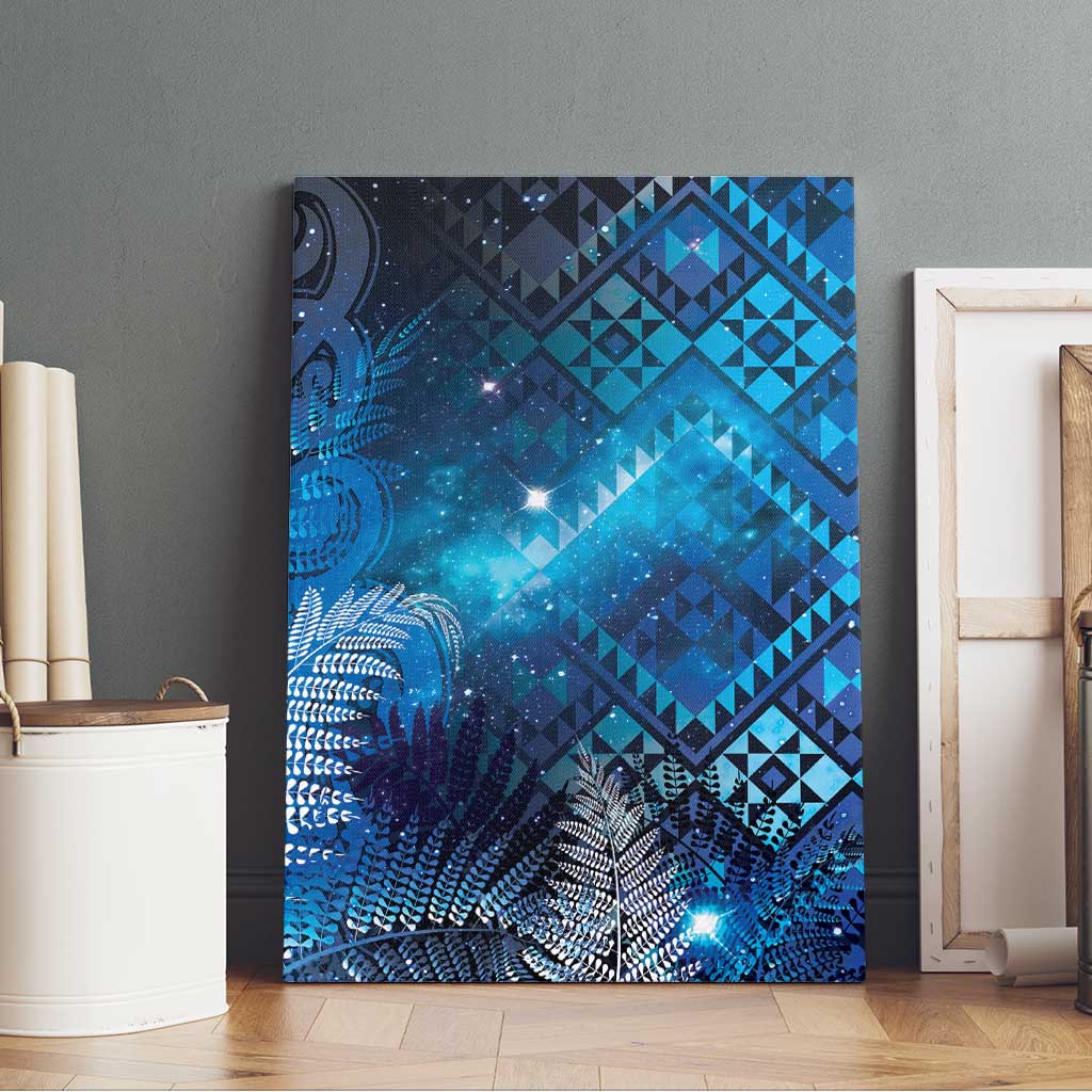 Aotearoa Taniko Matariki Canvas Wall Art Cosmic Blue