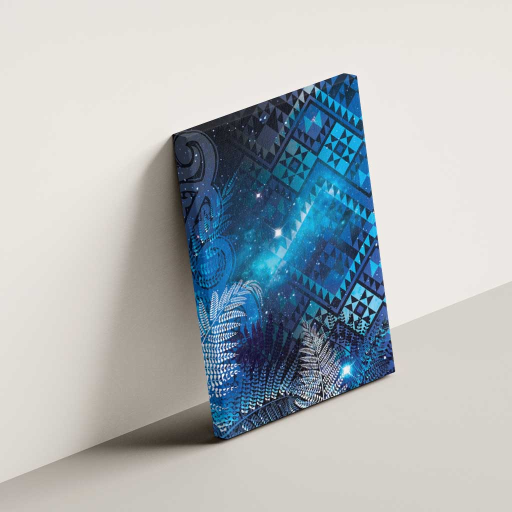 Aotearoa Taniko Matariki Canvas Wall Art Cosmic Blue