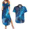 Aotearoa Taniko Matariki Couples Matching Summer Maxi Dress and Hawaiian Shirt Cosmic Blue