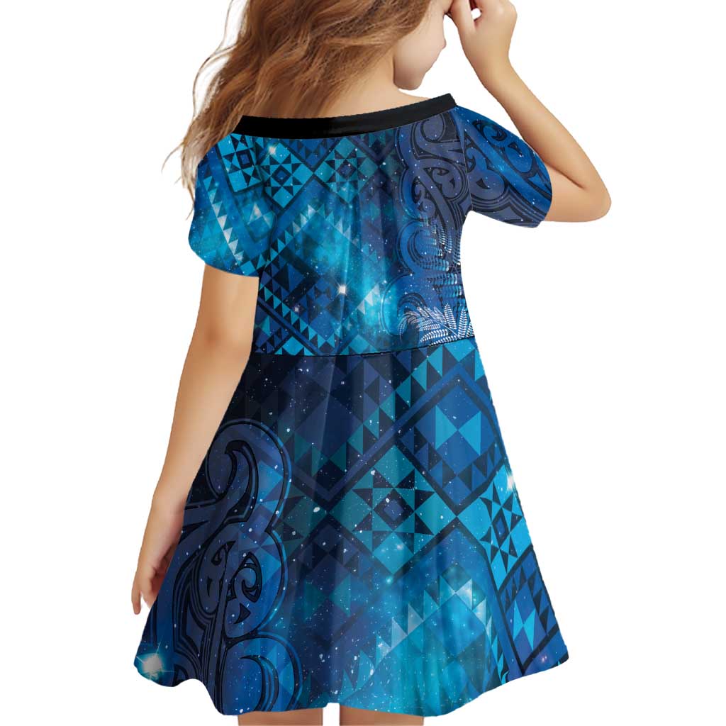 Aotearoa Taniko Matariki Family Matching Long Sleeve Bodycon Dress and Hawaiian Shirt Cosmic Blue