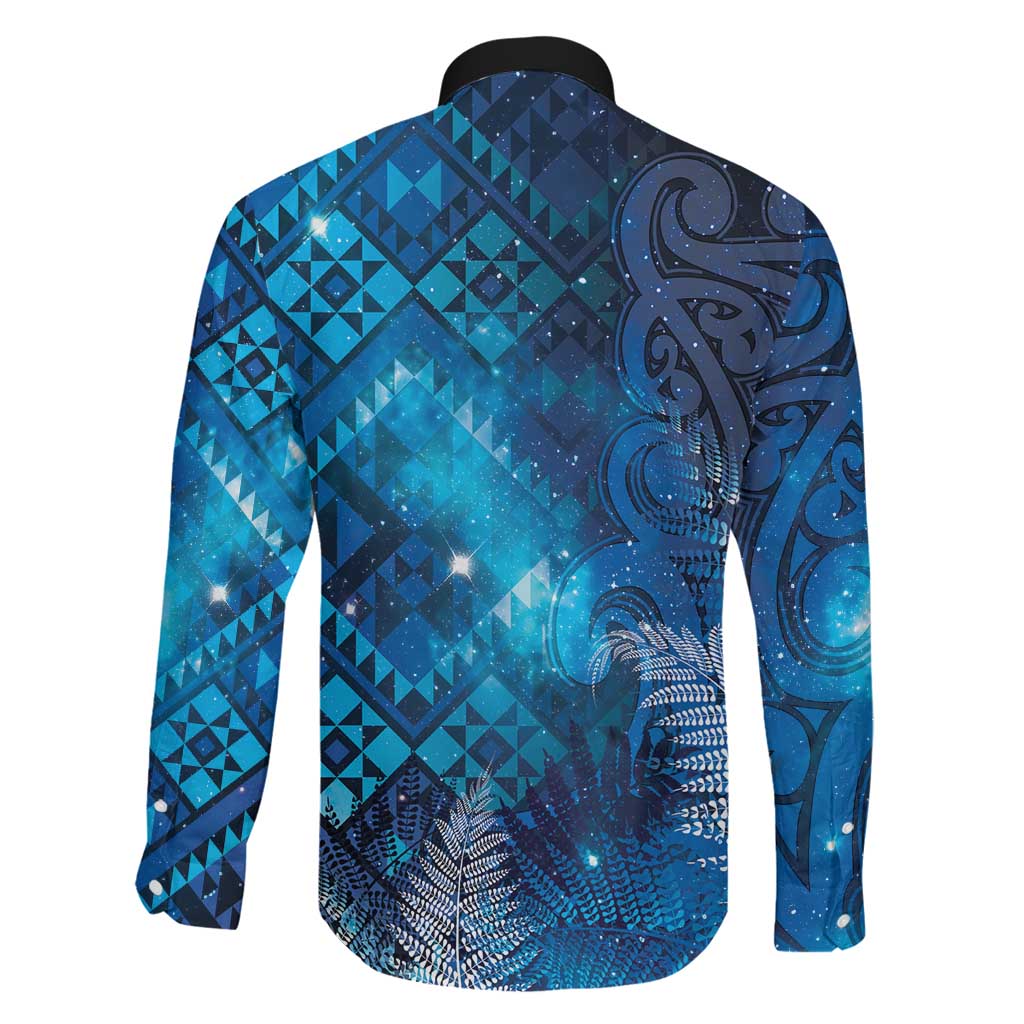 Aotearoa Taniko Matariki Family Matching Off Shoulder Short Dress and Hawaiian Shirt Cosmic Blue
