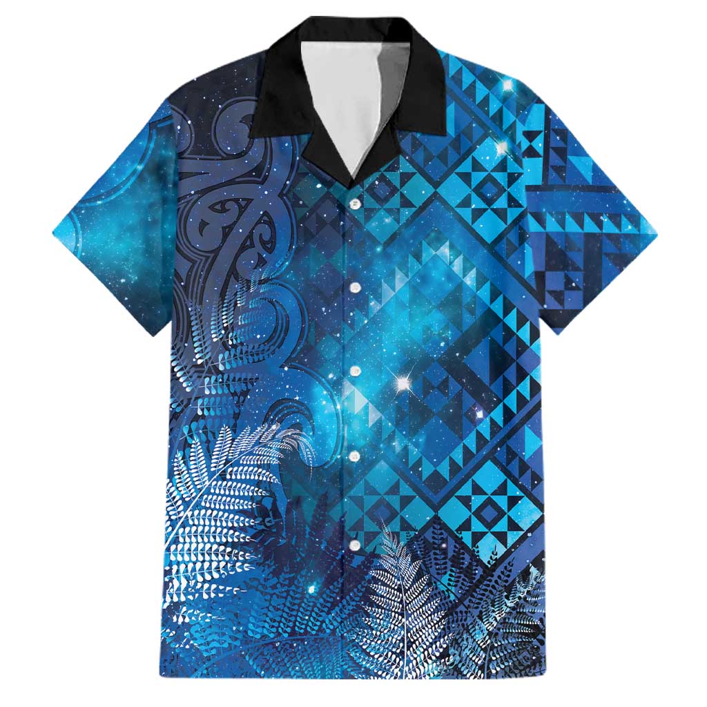 Aotearoa Taniko Matariki Family Matching Short Sleeve Bodycon Dress and Hawaiian Shirt Cosmic Blue