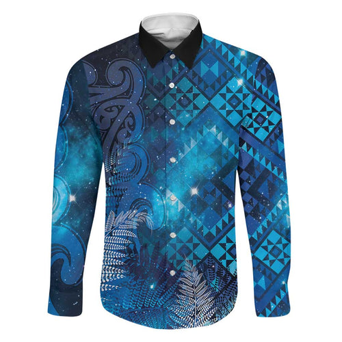 Aotearoa Taniko Matariki Family Matching Short Sleeve Bodycon Dress and Hawaiian Shirt Cosmic Blue