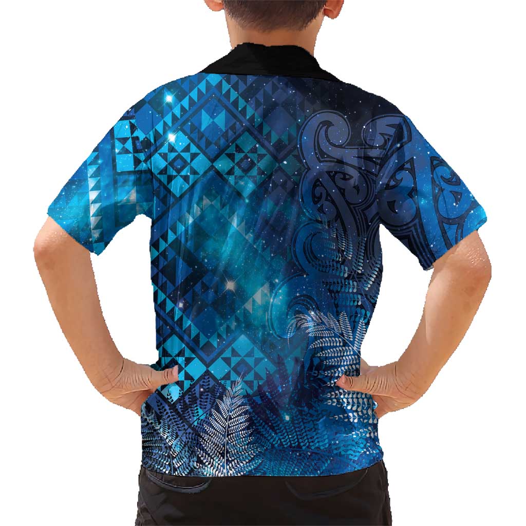 Aotearoa Taniko Matariki Family Matching Summer Maxi Dress and Hawaiian Shirt Cosmic Blue