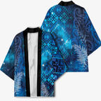 Aotearoa Taniko Matariki Kimono Cosmic Blue