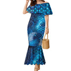 Aotearoa Taniko Matariki Mermaid Dress Cosmic Blue