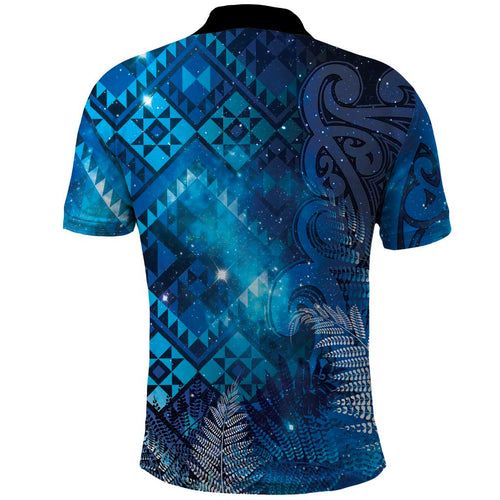 Aotearoa Taniko Matariki Polo Shirt Cosmic Blue
