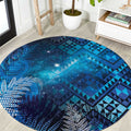 Aotearoa Taniko Matariki Round Carpet Cosmic Blue