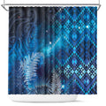 Aotearoa Taniko Matariki Shower Curtain Cosmic Blue