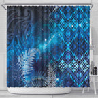 Aotearoa Taniko Matariki Shower Curtain Cosmic Blue