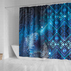 Aotearoa Taniko Matariki Shower Curtain Cosmic Blue