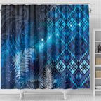 Aotearoa Taniko Matariki Shower Curtain Cosmic Blue