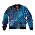Aotearoa Taniko Matariki Sleeve Zip Bomber Jacket Cosmic Blue