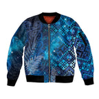 Aotearoa Taniko Matariki Sleeve Zip Bomber Jacket Cosmic Blue