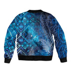 Aotearoa Taniko Matariki Sleeve Zip Bomber Jacket Cosmic Blue