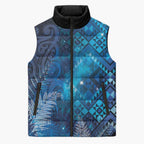 Aotearoa Taniko Matariki Sleeveless Puffer Jacket Cosmic Blue