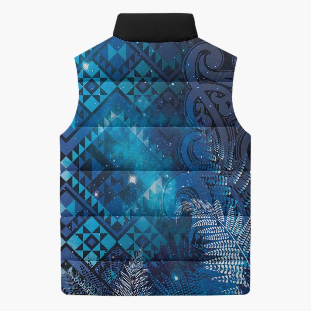 Aotearoa Taniko Matariki Sleeveless Puffer Jacket Cosmic Blue