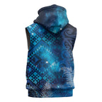 Aotearoa Taniko Matariki Sleeveless Zip Hoodie Cosmic Blue
