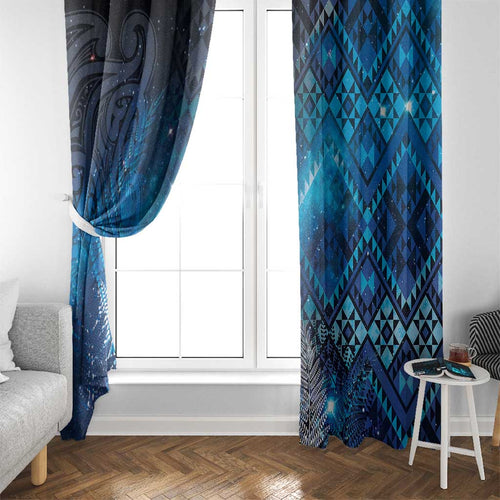 Aotearoa Taniko Matariki Window Curtain Cosmic Blue