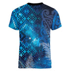 Aotearoa Taniko Matariki Women V-Neck T-Shirt Cosmic Blue