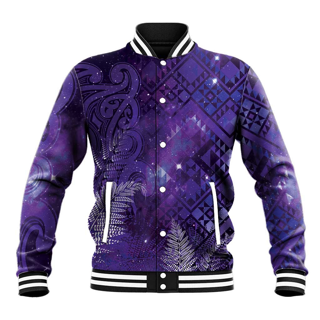 Aotearoa Taniko Matariki Baseball Jacket Cosmic Violet