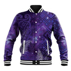 Aotearoa Taniko Matariki Baseball Jacket Cosmic Violet